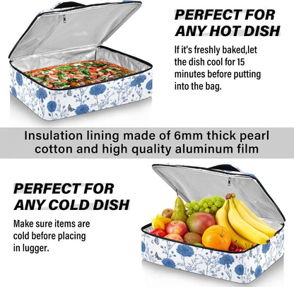 Casserole Carriers for Hot or Cold Food Reusable Casserole Dish Carrier Insulated Thermal Large Capacity Durable Perfect for Party Camping Family Gatherings Yellow Fish - Colors B