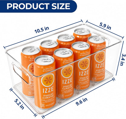 8 Pack Pantry Organizers and Storage, Food Storage Containers with 3 Removable Divider for Kitchen, Fridge, Cabinet Organization, Clear Plastic Storage Bins for Snacks, Spice Packets, Packets, Pouches