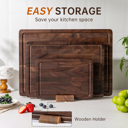 THETCHRY Teak Wood Cutting Board Set of 3 Wooden Cutting Boards for Kitchen | Premium Teak Wood • FSC Certified • Deep Juice Groove • Built-In Handles • Non-Slip Feet • 3 Practical Sizes • Gift-Ready Box