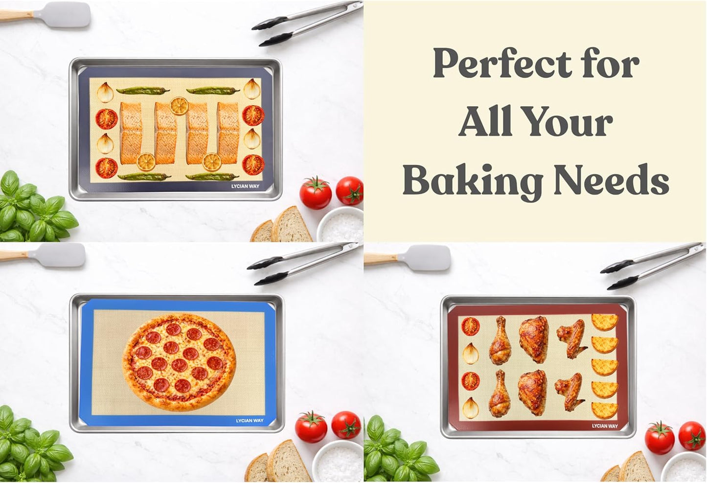 Silicone Pastry Mat with Measurements, 28 x 20 Inch Extra Thick Non-Slip Nonstick XL Baking Mat for Dough Rolling, Kneading, Fondant and Pie, Red