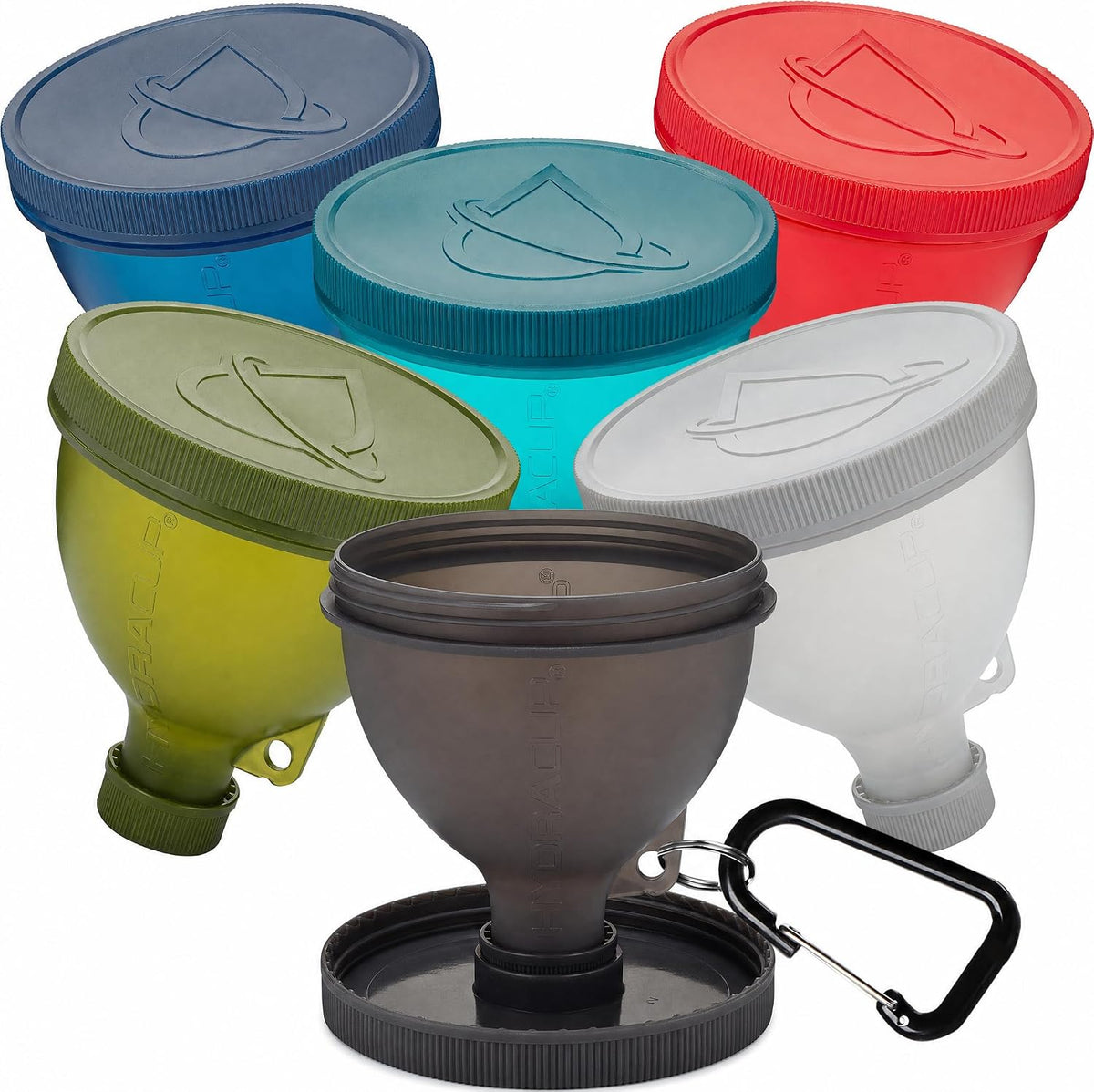 Hydra Cup Protein Powder Funnel Set 6 Pack, w/Stand for Filling Bottles