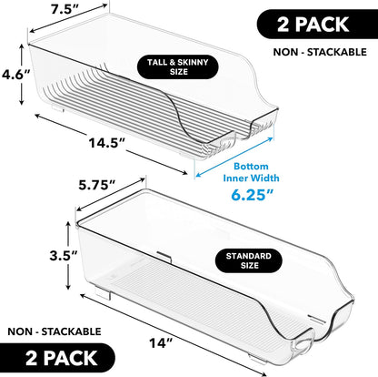 Simple Houseware Soda Can Organizer and Dispenser for Refrigerator / Pantry, Clear, Set of 2