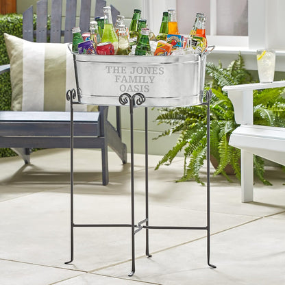 Let's Make Memories Personalized Beverage Tub - Custom Beverage Tub - Customize With Name & initial - Galvanized Drink Tub - 20 ¾"L x 11 ¾"W x 7" H - 5.5 Gallons