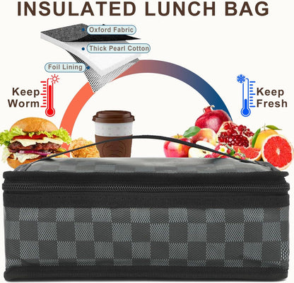 FlowFly Small Insulated Lunch box Portable Soft Bag Mini Cooler Thermal Meal Tote Kit with Handle for Work & School, Black