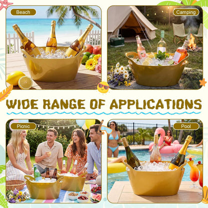 meekoo 6 Pack 6l Ice Bucket for Parties, Plastic Beverage Tub with Handles, Portable Ice Drink Bucket for Wine, Champagne, Beer, Cocktail, Large Drink Chiller for Wedding, Bar, Picnic, Pool(White)