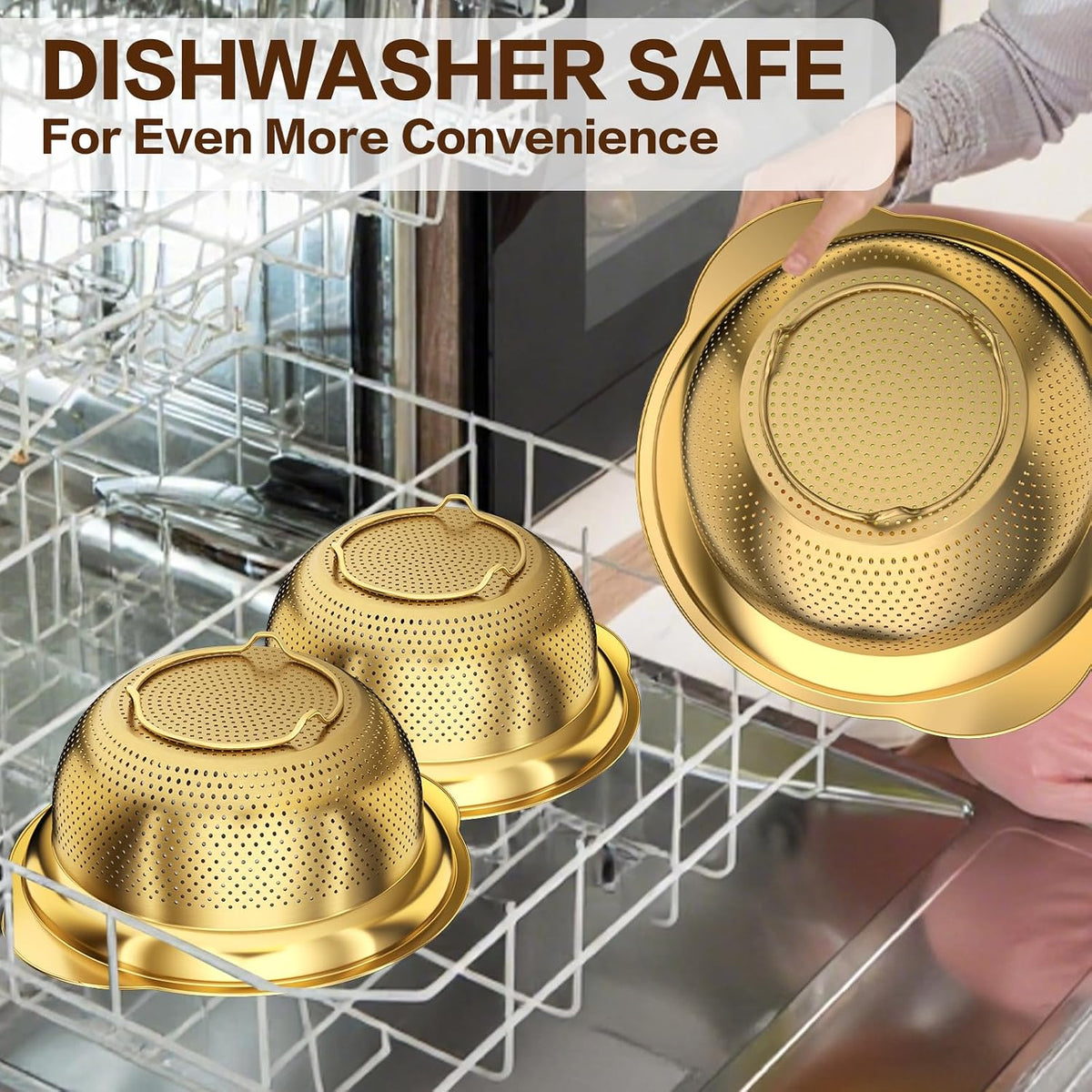 Stainless Steel Colander for Kitchen, Strainers and Colanders, 5-3-2 Qt
