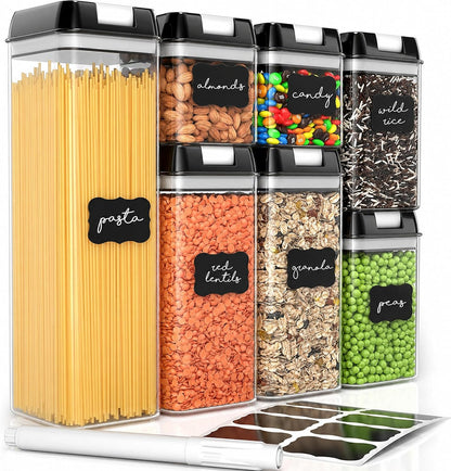 Simply Gourmet Airtight Flour and Sugar Containers with Lids – 3 Piece Kitchen Pantry Organization Set, BPA-Free Clear Plastic, Stackable Canisters for Baking Ingredients, Rice, Snacks, Cereal
