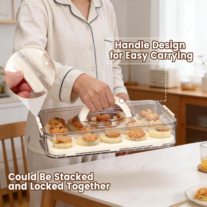 2-Layer Deviled Egg Containers with Lid, Plastic Deviled Egg Platter Tray Carrier with Handle for 40 Eggs, Clear Portable Stackable Egg Holder Storage for Fridge Party Picnic (2 layers)