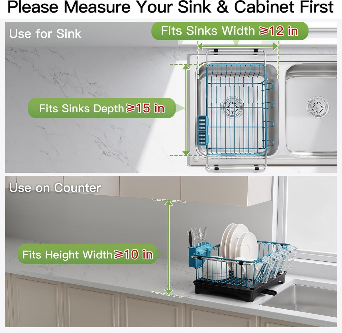 JASIWAY Dish Drying Rack in Sink, Dish Drainer with Cup and Utensil Holder