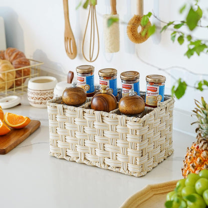 GRANNY SAYS Wicker Utensil Caddy - Picnic Basket with Handle, Organizer for Kitchen Table or Cabinet, Silverware Holder for Parties