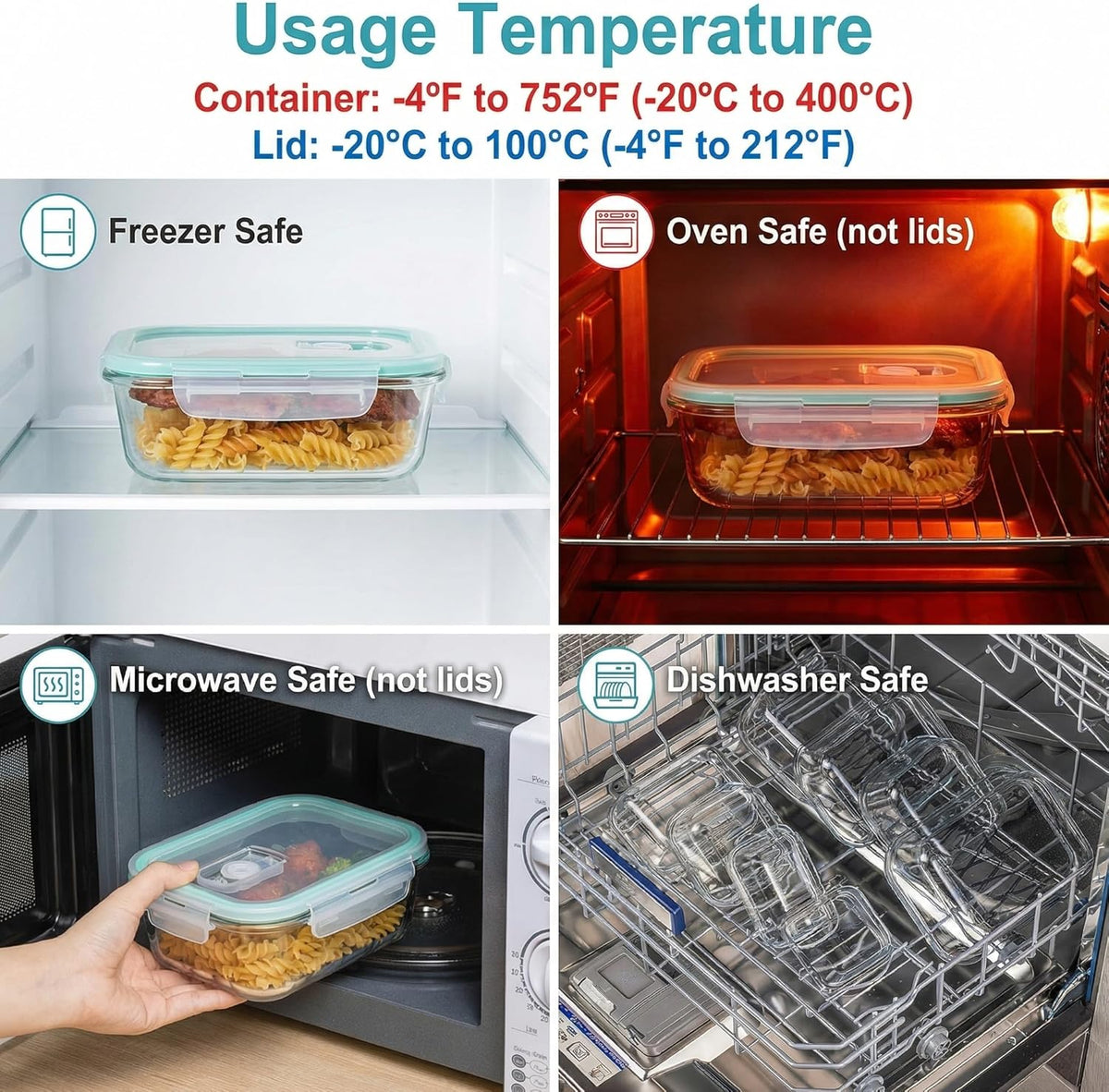 High Borosilicate Glass Food Storage Containers,Stackable Meal Prep Containers with Airtight Plastic Lids,BPA-Free, Leak-Proof,Reusable for Microwave, Oven, Freezer and Dishwasher,3Piece Set