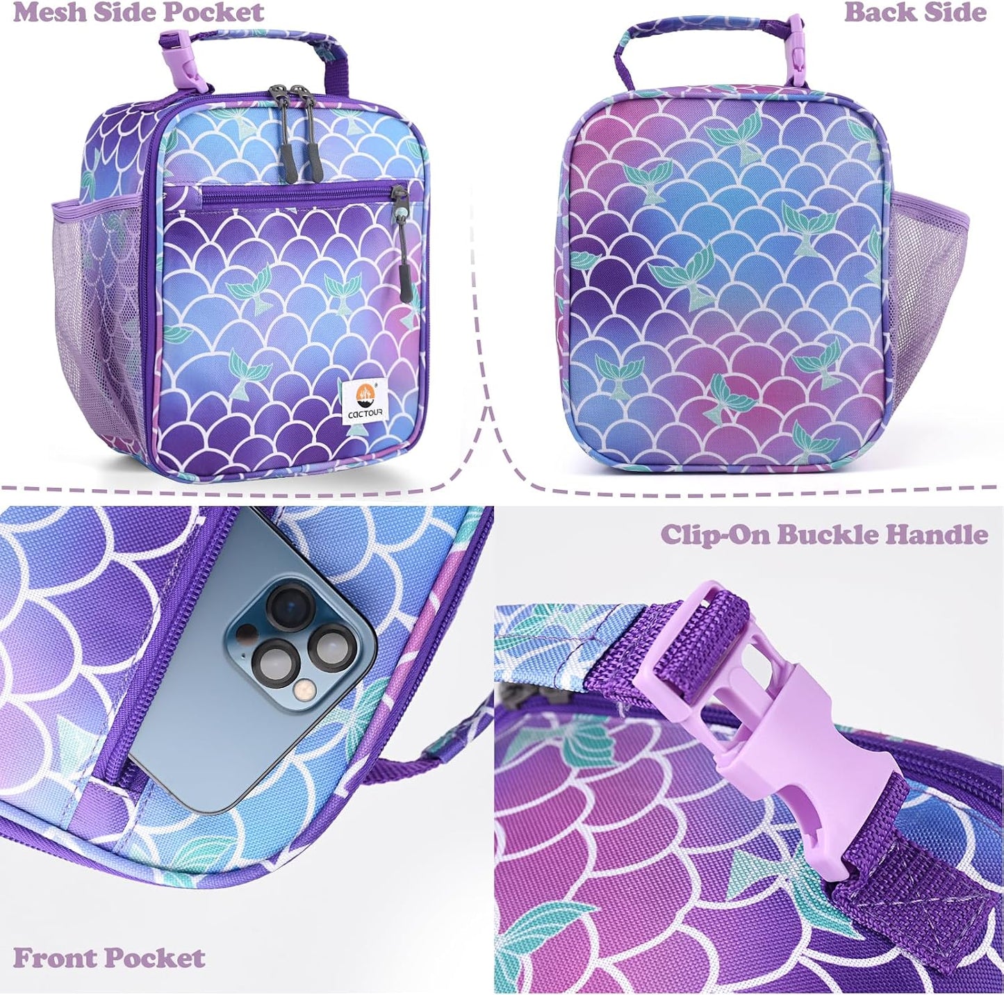 CaCTOUR Lunch Box Kids,Premium Insulated Lunchbox for Girls Boys,Soft Mini Cooler Bag Back to School Thermal Reusable Lunch Bag for Work School Picnic (Blue)