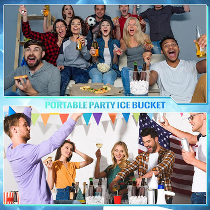 Tessco 12 Pcs Plastic Ice Buckets Bulk Clear Champagne Beer Bucket Cooler with Built in Handle Stackable Beverage Tubs Wine Chiller Bin for Party BBQ Bar Wedding Pool Outdoor Event(3.2L/3.3Quart)