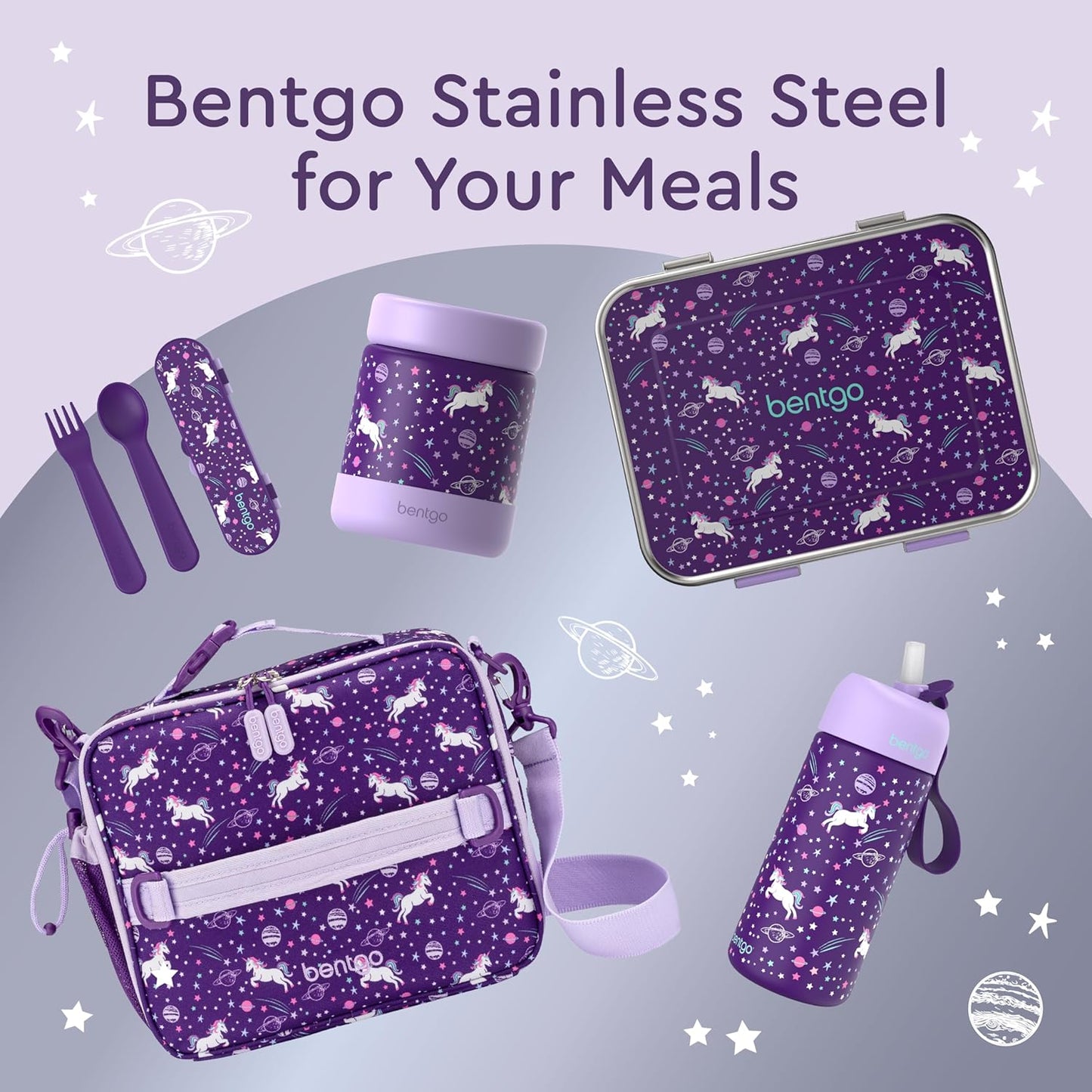 Bentgo Kids Stainless Steel Food Jar - 11oz Leak-Proof Double Insulated Hot or Cold Food Container with Removable Silicone Bumper, Dishwasher Safe, Easy Open Lid, Ages 3+ (Trucks)