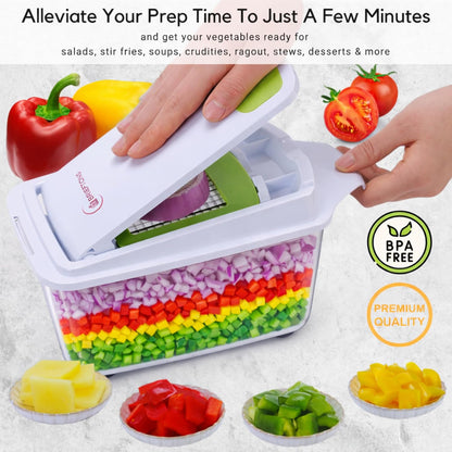 Brieftons QuickPush 8-Cup Push-Down Manual Vegetable Chopper & Food Dicer
