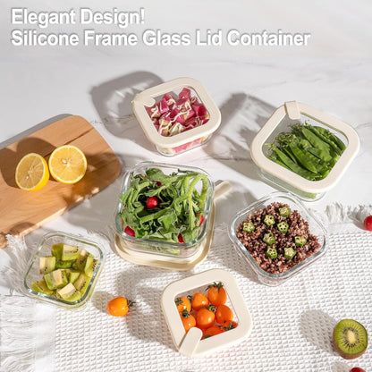 Urban Green Glass Food Storage Containers with Glass Lids, Microwave Safe Food Container Set, Aitight Meal Prep Container Set, LeakProof, 100% Plastic Free, 6 Pack
