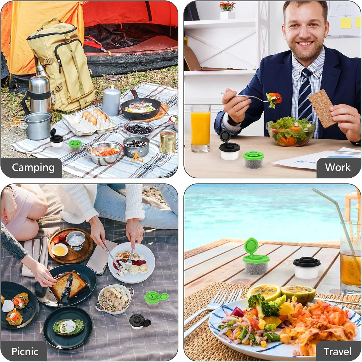 Accmor Salt and Pepper Shakers, Mini Salt Shaker to go Moisture Proof Salt Pepper Shakers Spice Container Dispenser for Camping Picnic Lunch Boxes Travel Kitchen