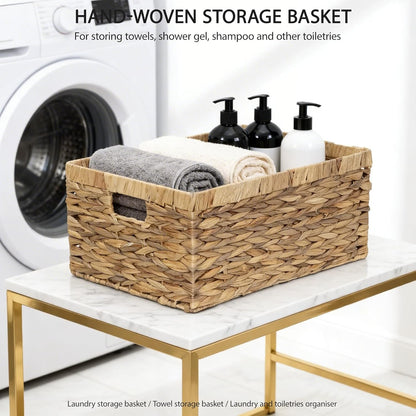 Storage Container, Natural Water Hyacinth Storage Bins Rectangular Basket,Arts and Crafts.