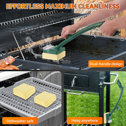 Grill Brush Bristle Free with Scraper,22" Long Steam Grill Brush for Outdoor Grill,Replaceable Cleaning Head,Ideal BBQ Gifts for Men Dad