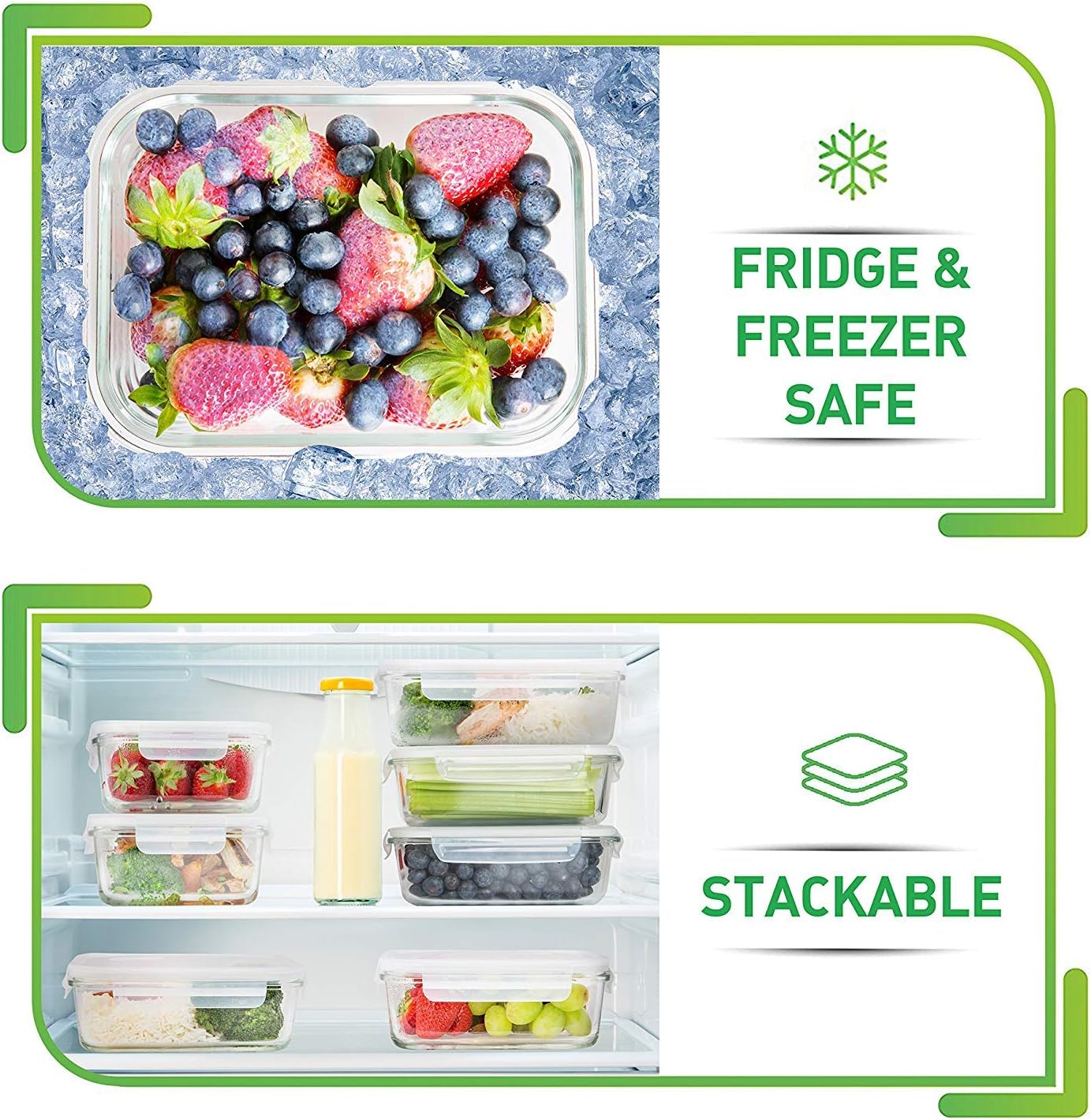 PrepNaturals 5 Pack 30 Oz Glass Meal Prep Containers - Dishwasher Microwave Freezer Oven Safe - Glass Storage Containers with Lids (Multi-Compartment)