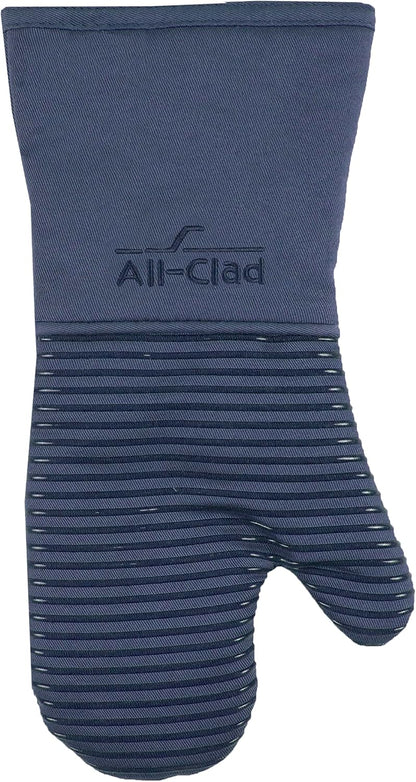 All-Clad Silicone Oven Mitts: Heat Resistant up to 500 Degrees - 100% Cotton & Silicone, 14"x7" Oven Mitt for Kitchen and Barbeque, Pewter