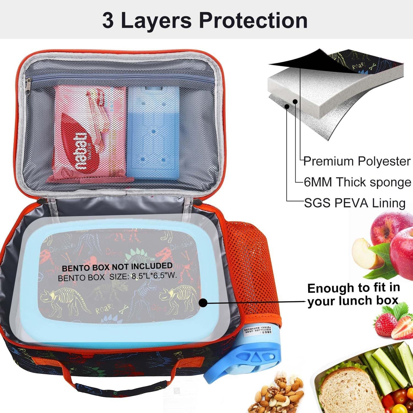RHCPFOVR Kids Lunch Bag - Insulated Lunch Box for Boys Girls,Washable Lunch Bag and Reusable Toddler Leak-proof Lunchbox for School and Daycare - Colors B