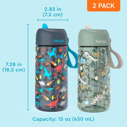 Bentgo Kids Water Bottle - Leak-Proof, Durable Tritan PFAS- & BPA-Free 15 fl oz, Kids/Toddlers Ages 3+ for School & Sports; Bite & Sip Spout, Carrying Handle, Dishwasher Safe (Unicorn)