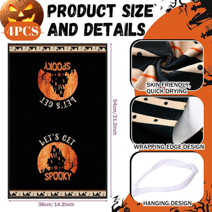 SiliFine 12 Pcs Fall Pumpkin Kitchen Towels Oven Mitts Pot Holders Set