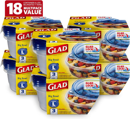 Glad GladWare To Go Snack Food Storage Containers with Lids, Medium Rectangle No BPA Plastic with Built-In Dressing Cup for Salads and Snacks, Microwave Dishwasher Safe, 24 Oz, 4 Count