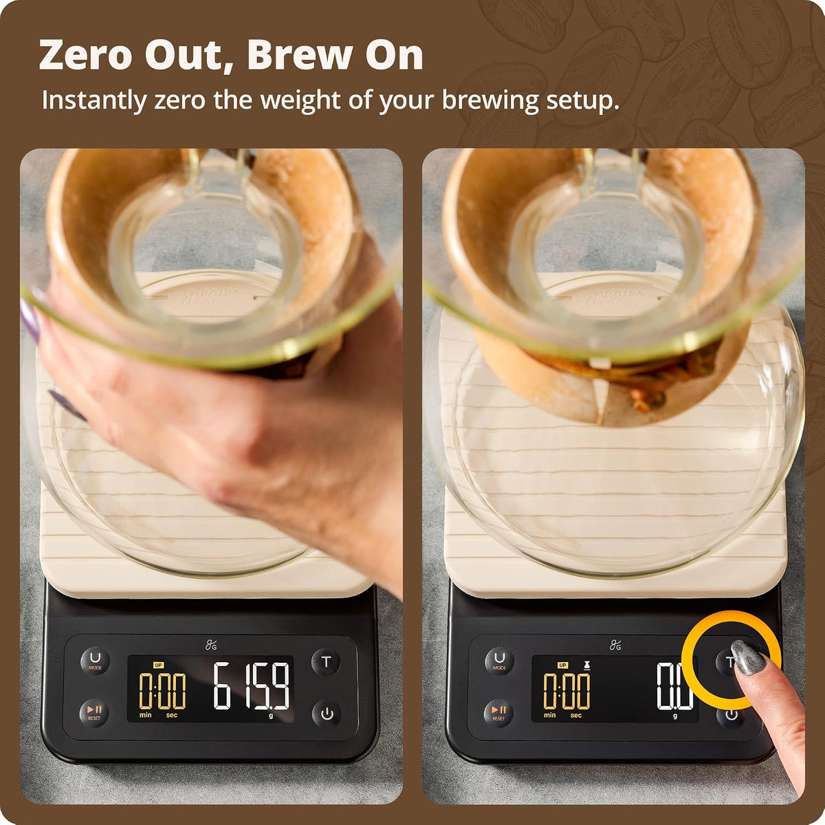 Greater Goods Coffee Scale with Timer, 0.1g Precision for Espresso & Matcha