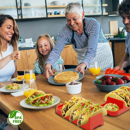 Taco Holder Stand, Taco Bar Serving Set for a Party 4 Taco Holders Nachos Tortilla Taco Serving Platter Stackable Tuesday Kit, Taco Night