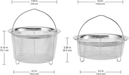 Instant Pot Official Mesh Steamer Basket Set, Stainless Steel, Dual-Purpose Steamer & Strainer, Easy-Lift Handle, Dishwasher Safe, Rust-Resistant, Essential Accessory for Healthy Cooking