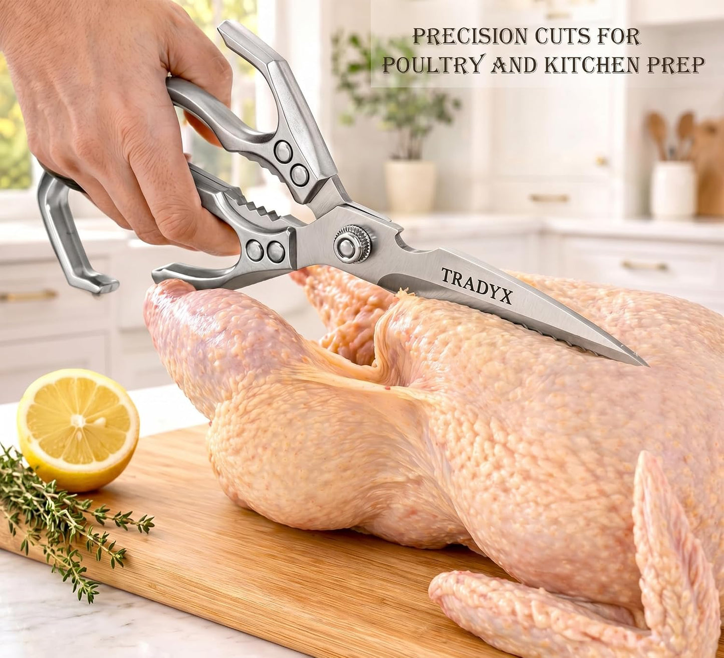 Kitchen Scissors All Purpose Heavy Duty, 3Cr14 Stainless Steel Blades with Cast Aluminum Handle, Detachable Poultry Shears for Cutting Chicken Meat Fish Vegetables