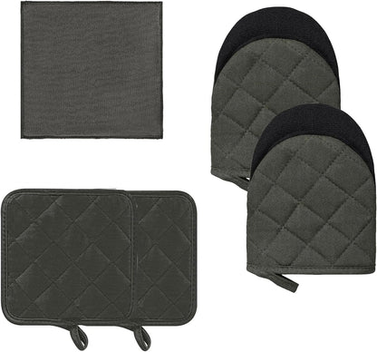 Goldmeet Mini Oven Mitts 2-Pack, 7"x5.5", 500°F Silicone Grip, Gray