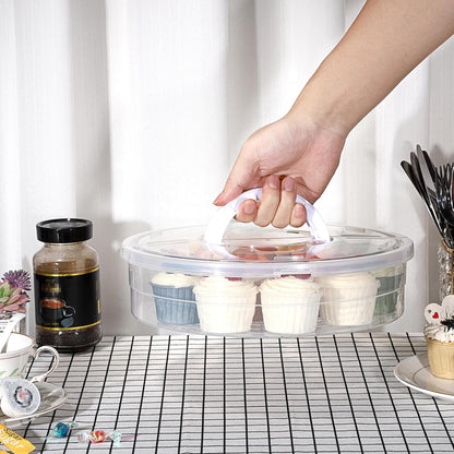 BTSKY Clear Plastic Pizza Container with Lid and Handle 12 Inch Round Pie Carrier with Lid Portable Pizza Keeper Reusable Food Storage Container for Cheese, Desserts, Holds up to 11 Inch Pie