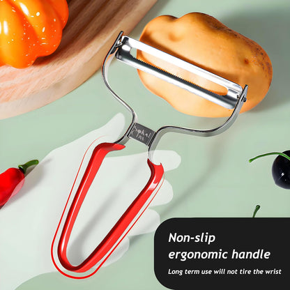 Larger Wide Mouth Kitchen Vegetable Peelers Cabbage Peeler (Serrated Y- Peeler) (Red)