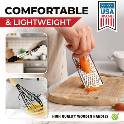Kaluns 50 PCS Silicone Kitchen Utensils Set Complete Kitchen Set - 800°F Heat Resistant Non-Stick Premium Silicone Cooking Utensils W Wooden Handles - Can Opener, Masher, Turner, Silicone Spatula Set
