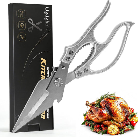 Heavy Duty Kitchen Shears for Food, Kitchen Scissors All Purpose, Stainless Steel Cooking Scissors for Bone, Meat, Poultry, Chicken, Vegetable & Seafood Cutting, Dishwasher Safe