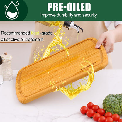 Homaxy Extra Large Bamboo Cutting Boards for Kitchen, 18x12.5" Wood XL Cutting Board with Juice Groove, Butcher Block Wooden Chopping Board for Kitchen, Meat, Cheese, Fruit & Vegetables - Pre Oiled