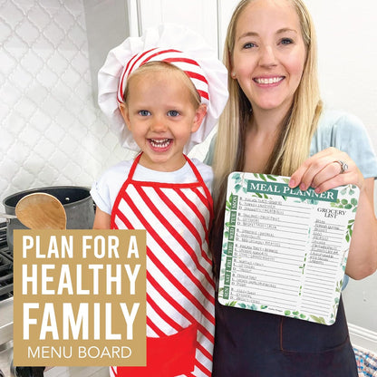 Hadley Designs Weekly Meal Planner for Fridge - Dinner Menu Board for Kitchen, Greenery Weekly Menu Board Dry Erase, Dry Erase Meal Planner for Fridge