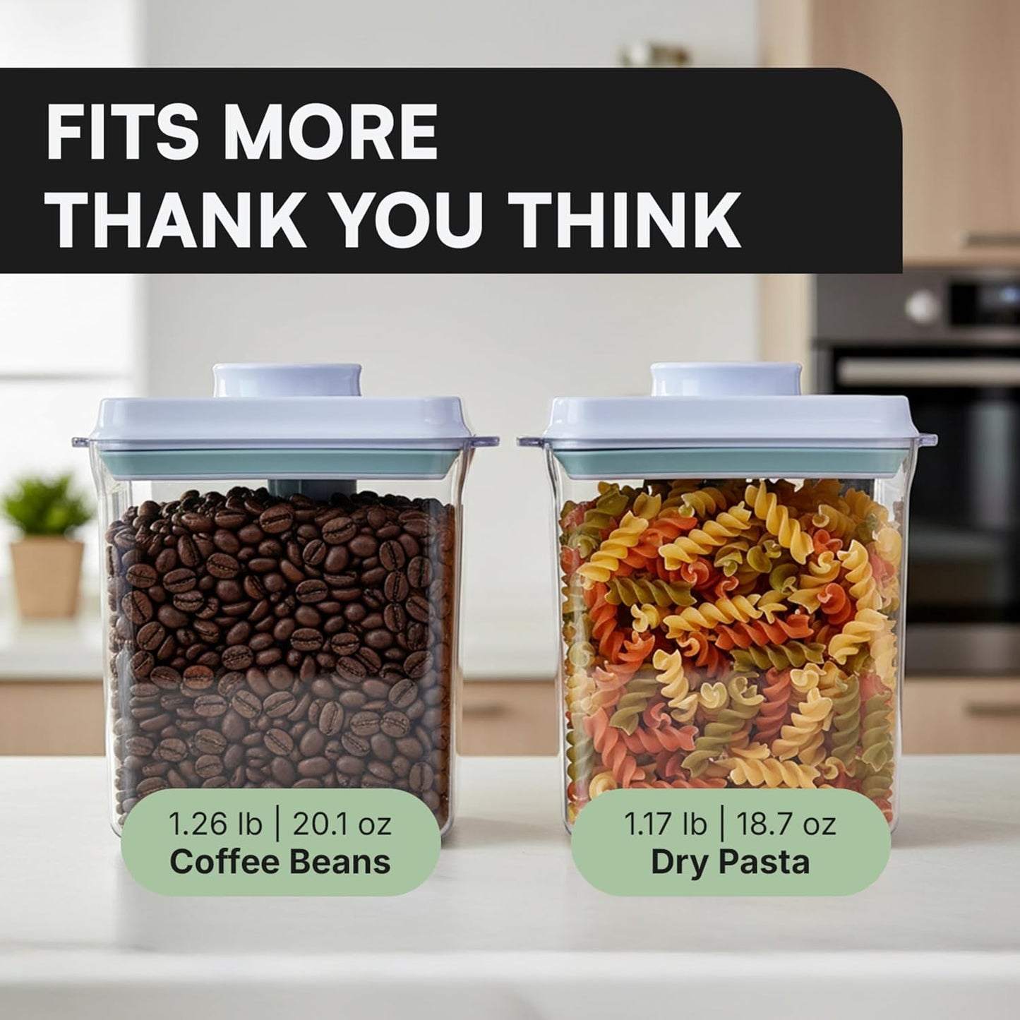 Bop Top Airtight Food Storage Containers with Lid 2 Cups / 16 oz | Kitchen Canister Sets | Air Tight Pantry Container | Pop Top Dry Food Storage Containers for Snacks, Sugar, Flour, Baking, Pasta
