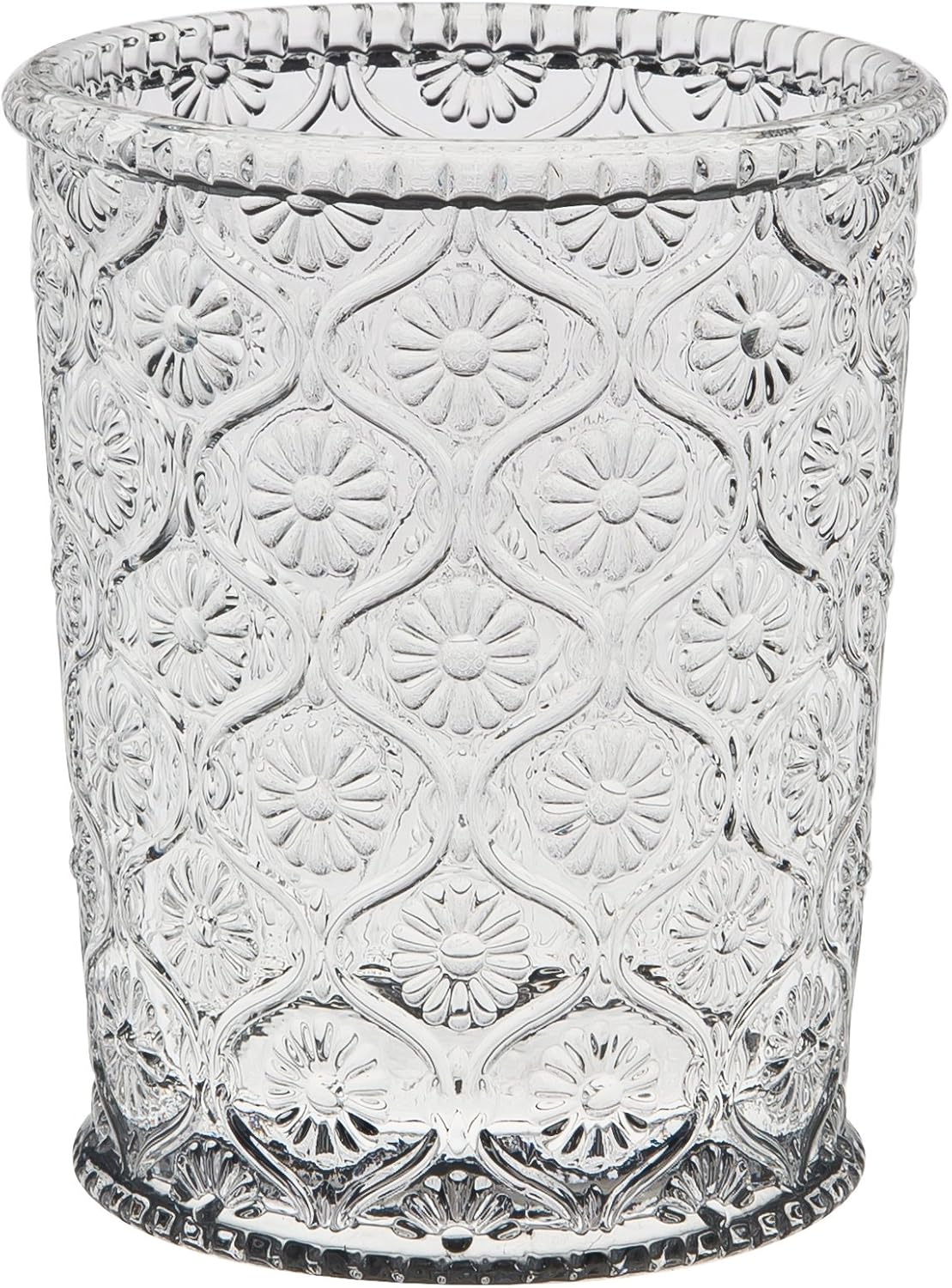 Cameo Clear Vintage Drinking Glasses Set of 4 Vintage Glassware with Engraved Flower Cup 9 oz Lead-Free Old Fashioned Cocktail Glasses Dishwasher Safe Drink Tumbler Whiskey Glasses Cups