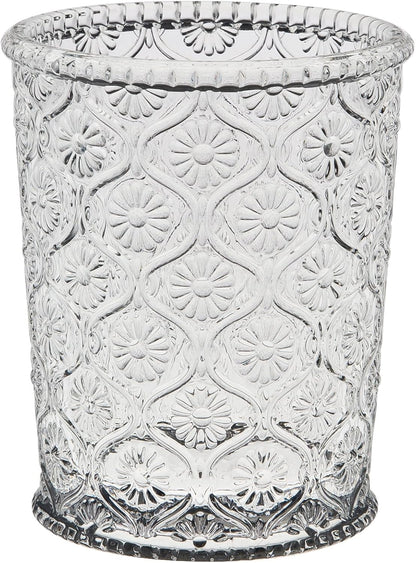 Cameo Clear Vintage Drinking Glasses Set of 4 Vintage Glassware with Engraved Flower Cup 9 oz Lead-Free Old Fashioned Cocktail Glasses Dishwasher Safe Drink Tumbler Whiskey Glasses Cups