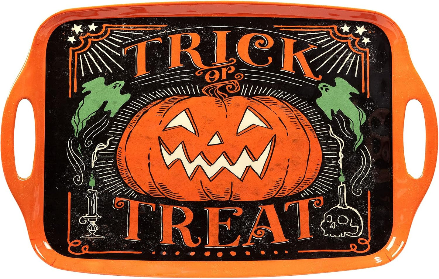 Certified International Scaredy Cat 3 pc. Melamine Hostess Serving Set, Multicolor, Large