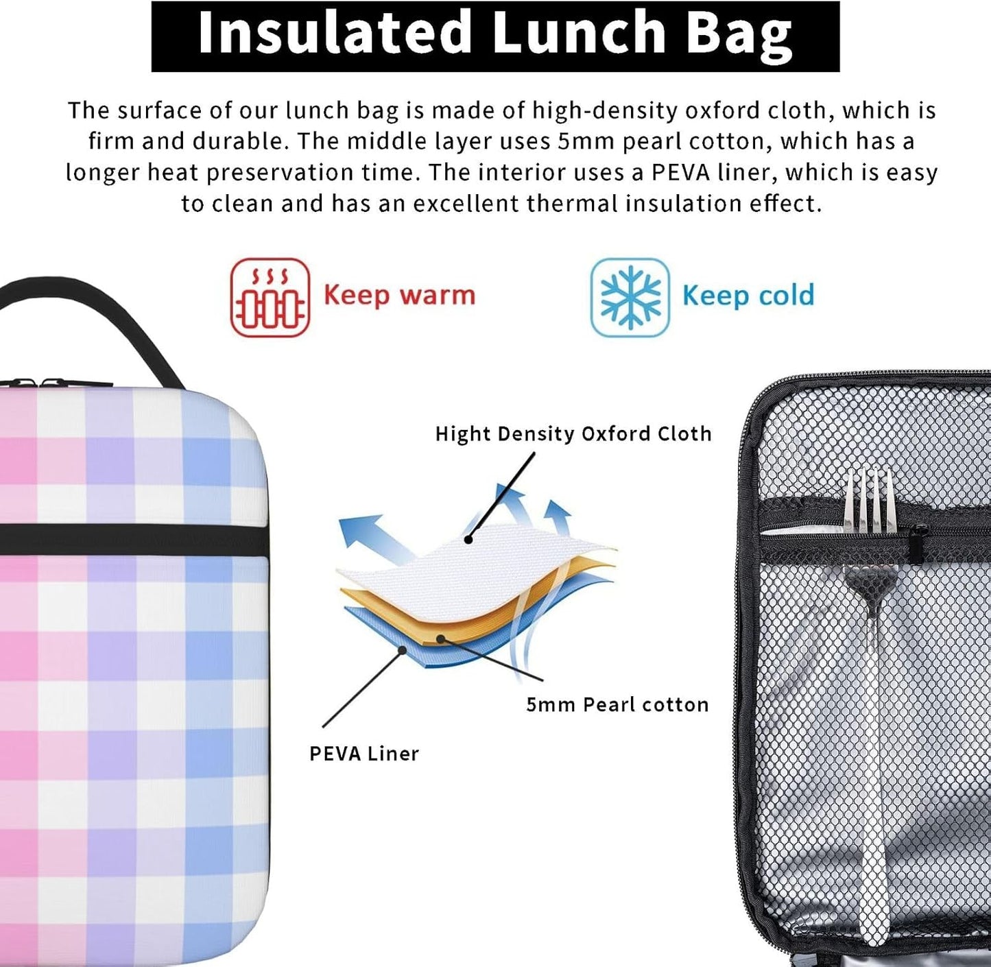70s Retro Mushroom Floral Insulated Lunch Bag Reusable Cooler Lunch Box Portable Leakproof Thermal Container Tote Bags for Girls Boys School Travel