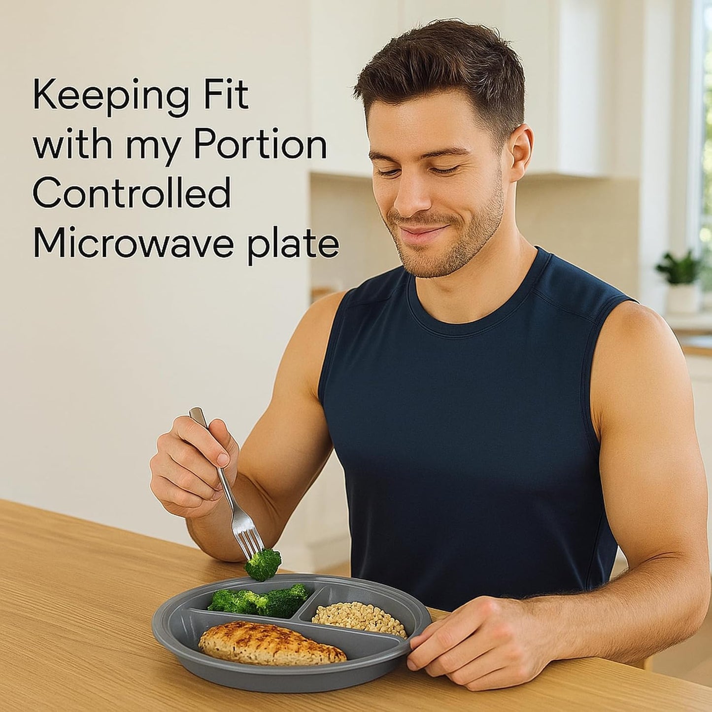 3-Pack Divided Microwave Plates with Vented Lids – Mixed Colors – BPA-Free Reusable Plates for Portion Control, Meal Prep & Leftovers – Stackable, Freezer & Dishwasher Safe