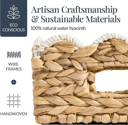 Best Choice Products 9x12 Scalloped Shelf Baskets, Woven Storage Bins, Storage Organizers for Pantry, Living Room, Bedroom, Nursery & Laundry, 4 Pack - Natural with White Trim