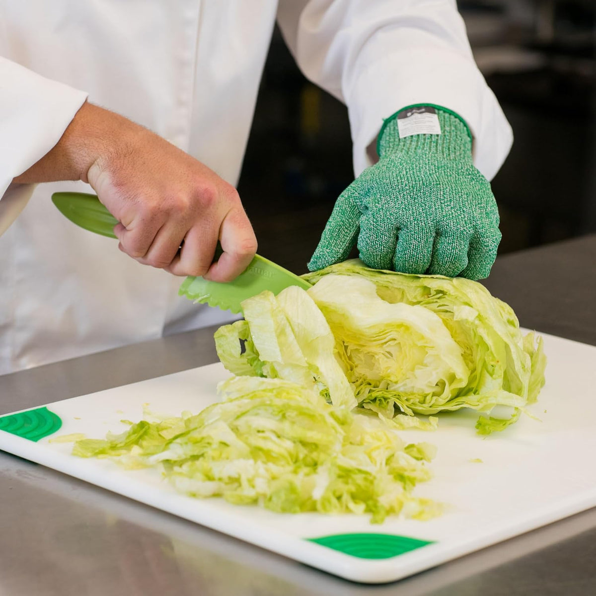 San Jamar Lettuce Knife,Green,12" L,Plastic,4" W LK200W - 1 Each
