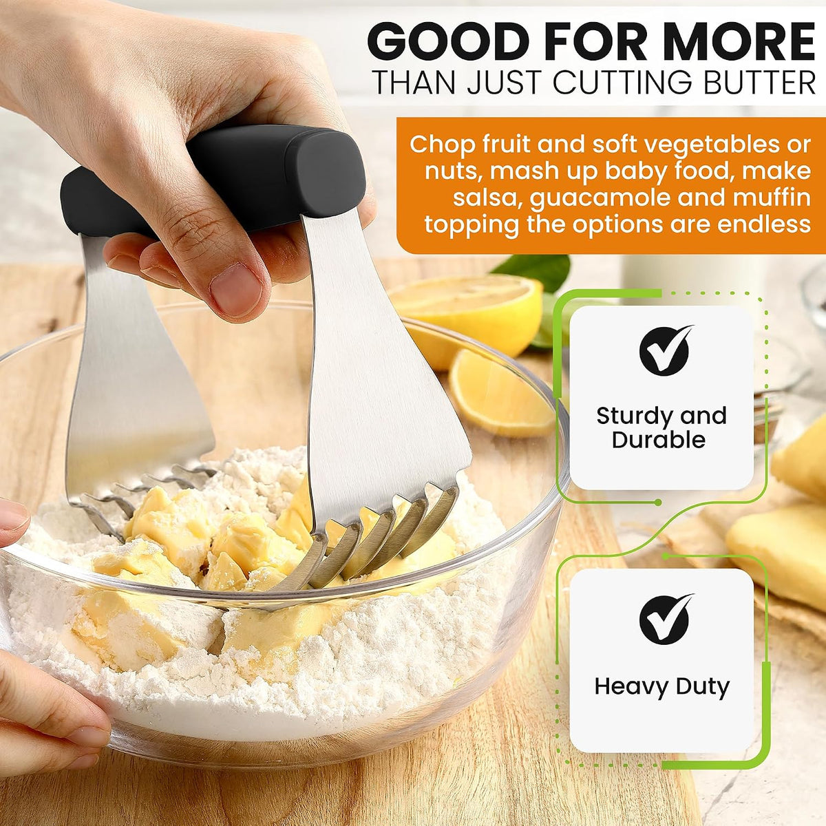 Spring Chef XL Pastry Blender, Durable Dough Blender For Baking - Black