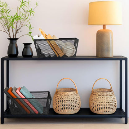 Maxdot 4 Pcs Wire Storage Basket with Handle Metal Baskets Wire Mesh Pantry Organizers for Cabinet Kitchen, Laundry, Bathroom Makeup Snacks Containers(White)